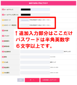会員方法登録画面の説明図